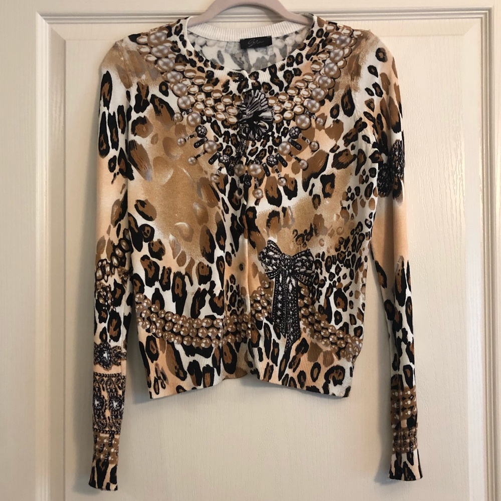 M Animal Print Cardigan